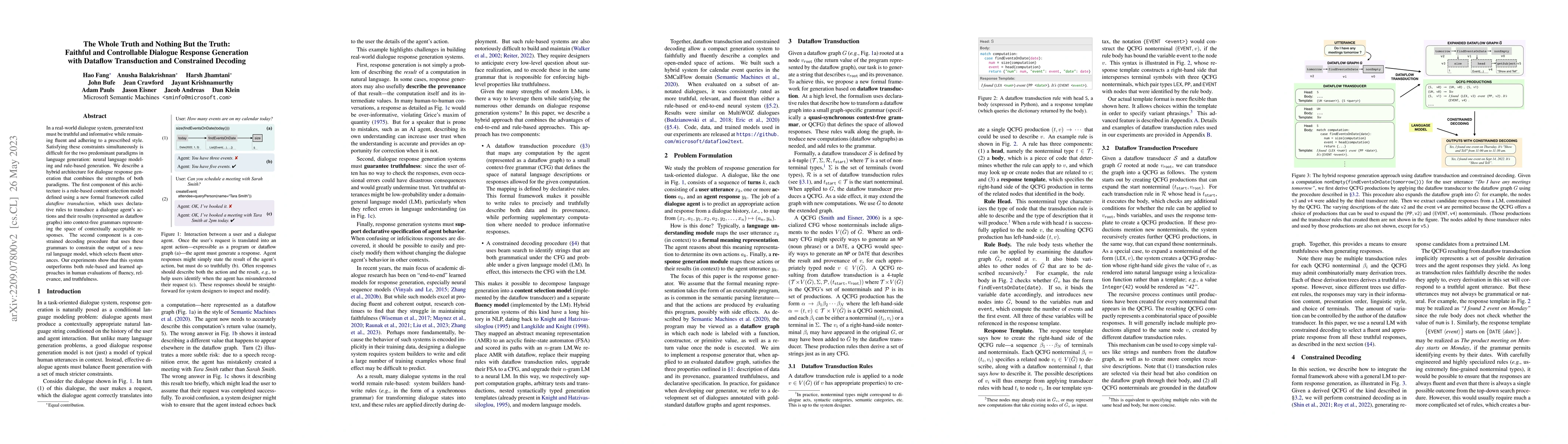Thumbnail for The Whole Truth and Nothing But the Truth: Faithful and Controllable
  Dialogue Response Generation with Dataflow Transduction and Constrained
  Decoding