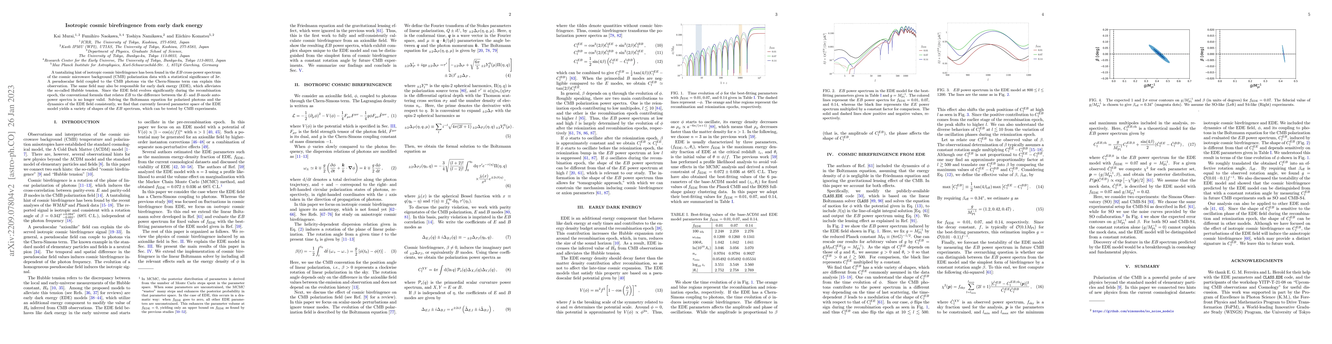 Thumbnail for Isotropic cosmic birefringence from early dark energy