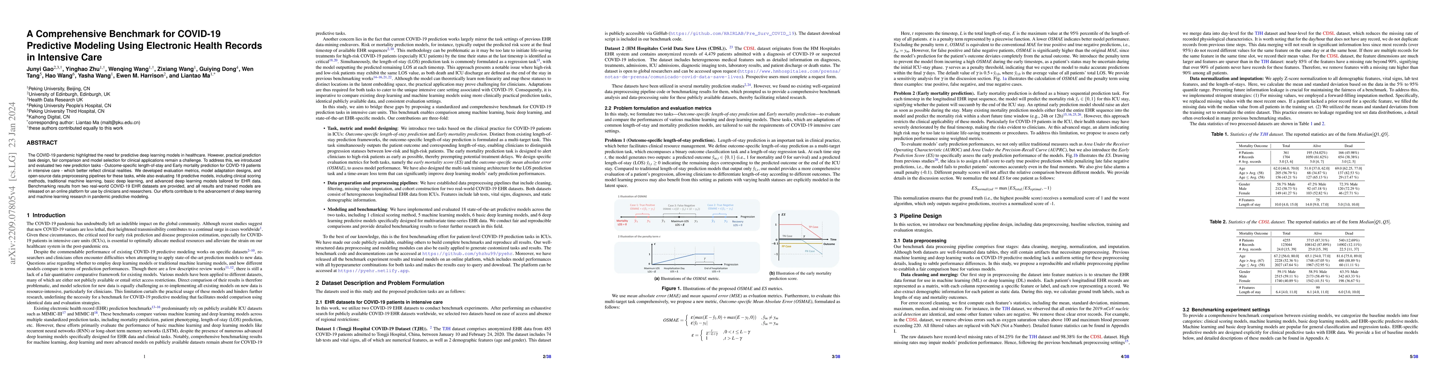 Thumbnail for A Comprehensive Benchmark for COVID-19 Predictive Modeling Using
  Electronic Health Records in Intensive Care