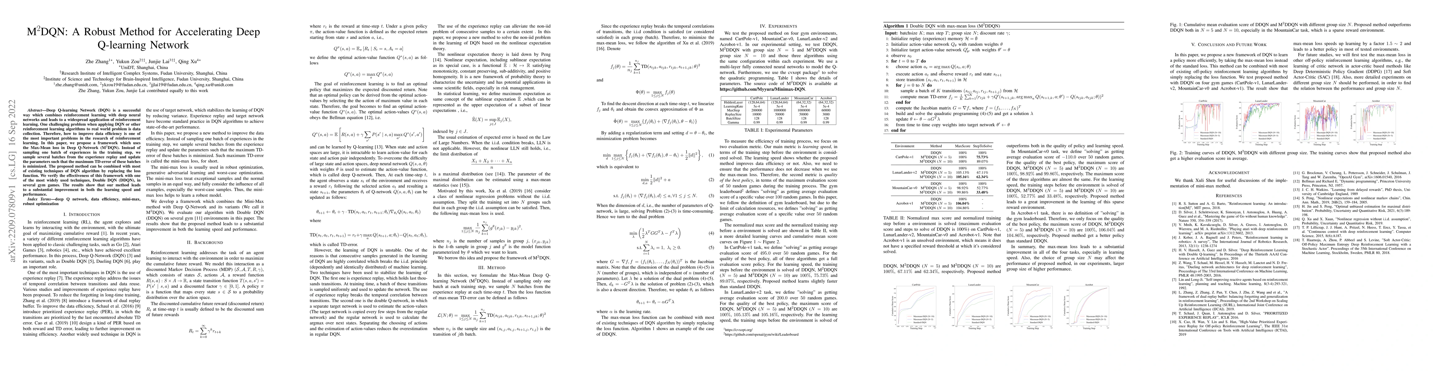 Thumbnail for M$^2$DQN: A Robust Method for Accelerating Deep Q-learning Network
