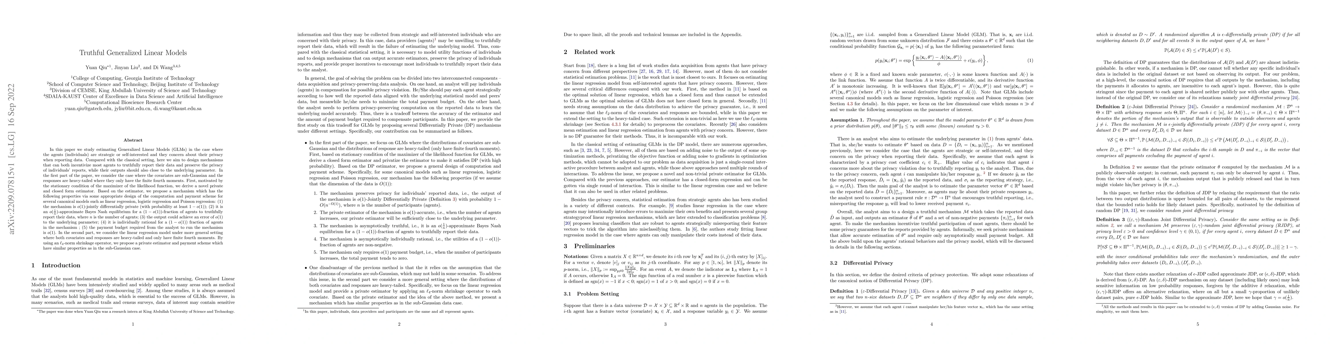 Thumbnail for Truthful Generalized Linear Models
