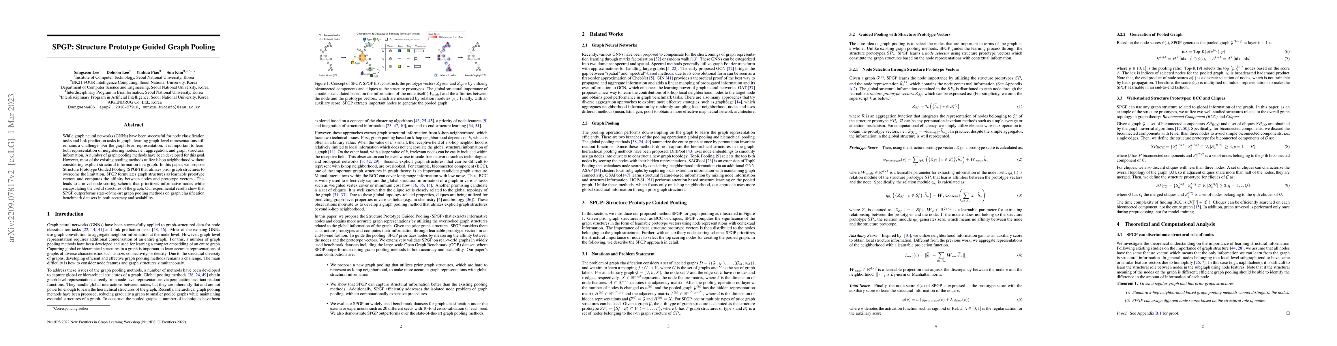 Thumbnail for SPGP: Structure Prototype Guided Graph Pooling