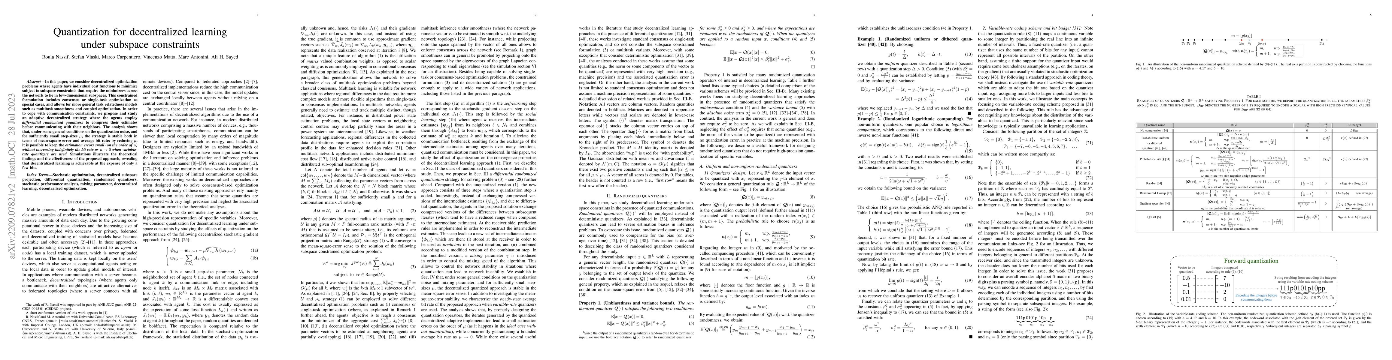 Thumbnail for Quantization for decentralized learning under subspace constraints