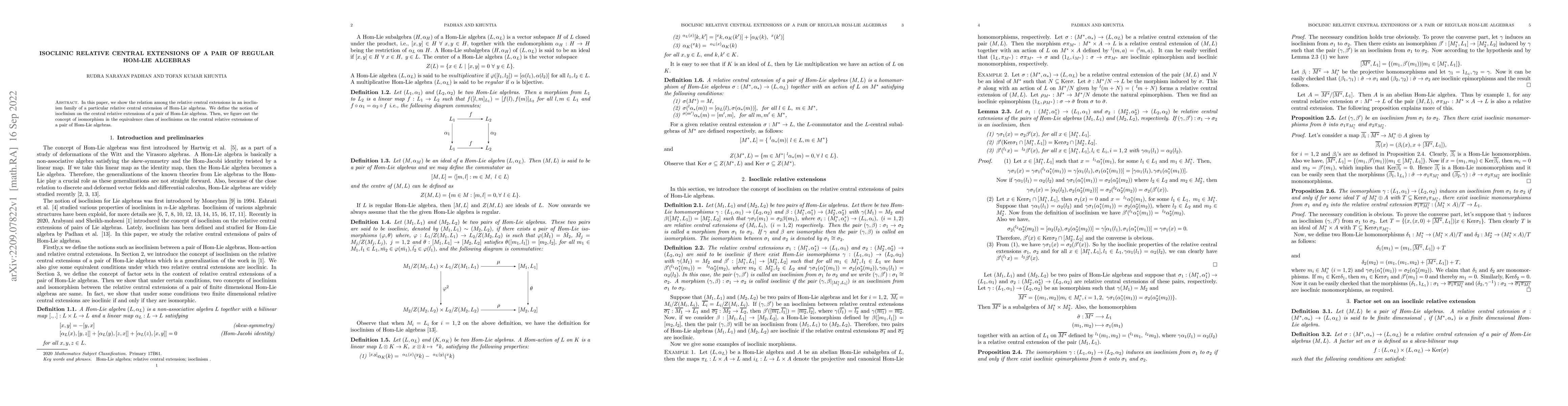 Thumbnail for Isoclinic relative central extensions of a pair of regular Hom-Lie
  algebras