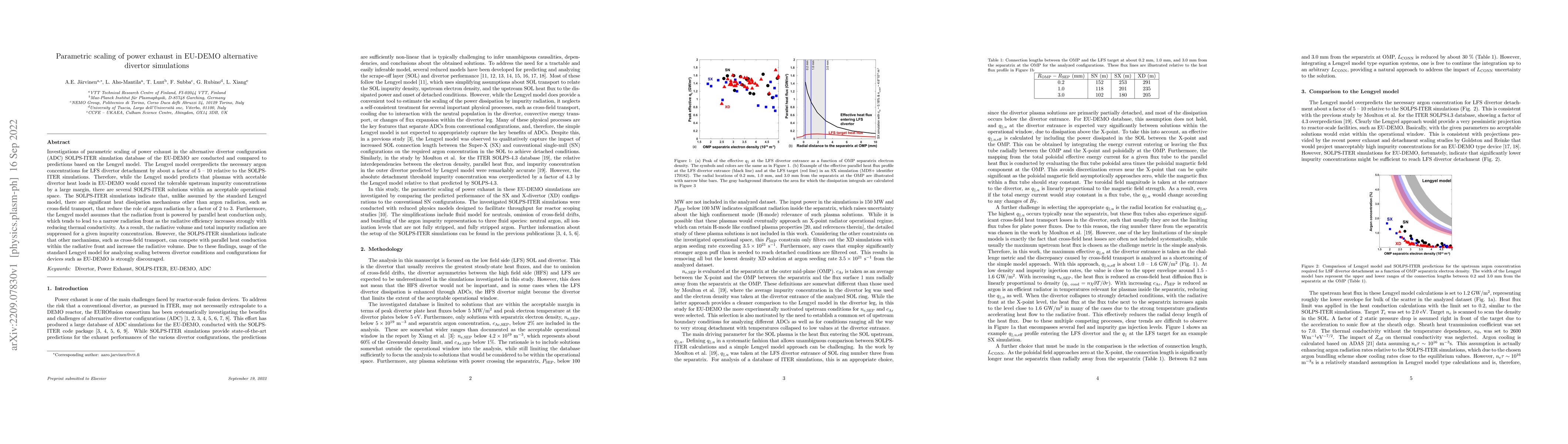 Thumbnail for Parametric scaling of power exhaust in EU-DEMO alternative divertor
  simulations