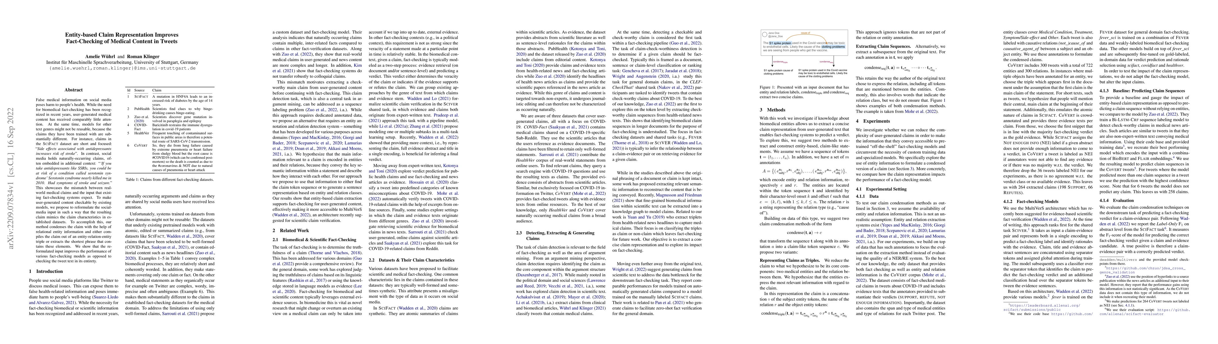 Thumbnail for Entity-based Claim Representation Improves Fact-Checking of Medical
  Content in Tweets