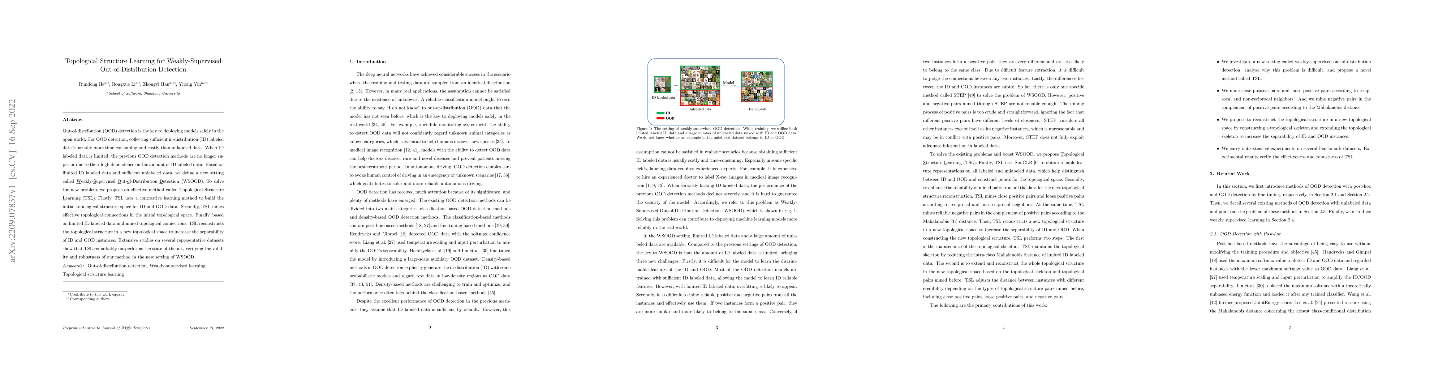 Thumbnail for Topological Structure Learning for Weakly-Supervised Out-of-Distribution
  Detection