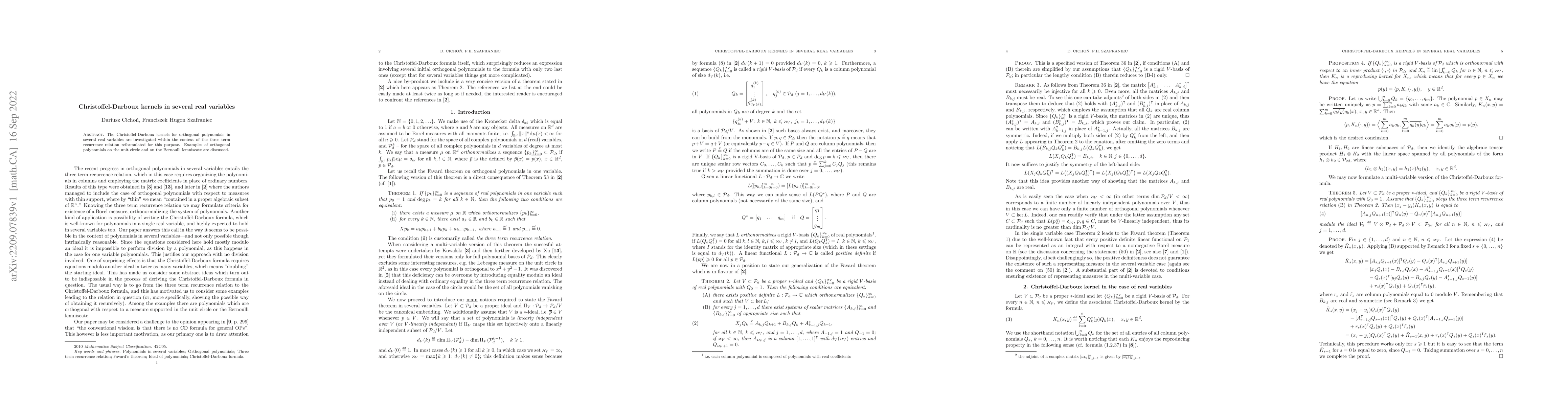 Thumbnail for Christoffel-Darboux kernels in several real variables