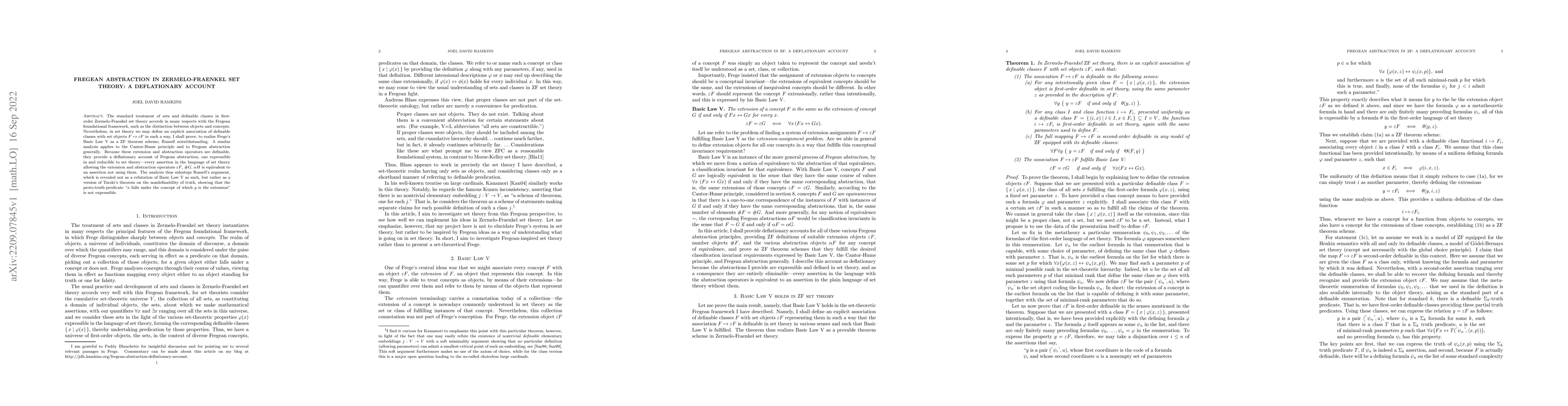 Thumbnail for Fregean abstraction in Zermelo-Fraenkel set theory: a deflationary
  account