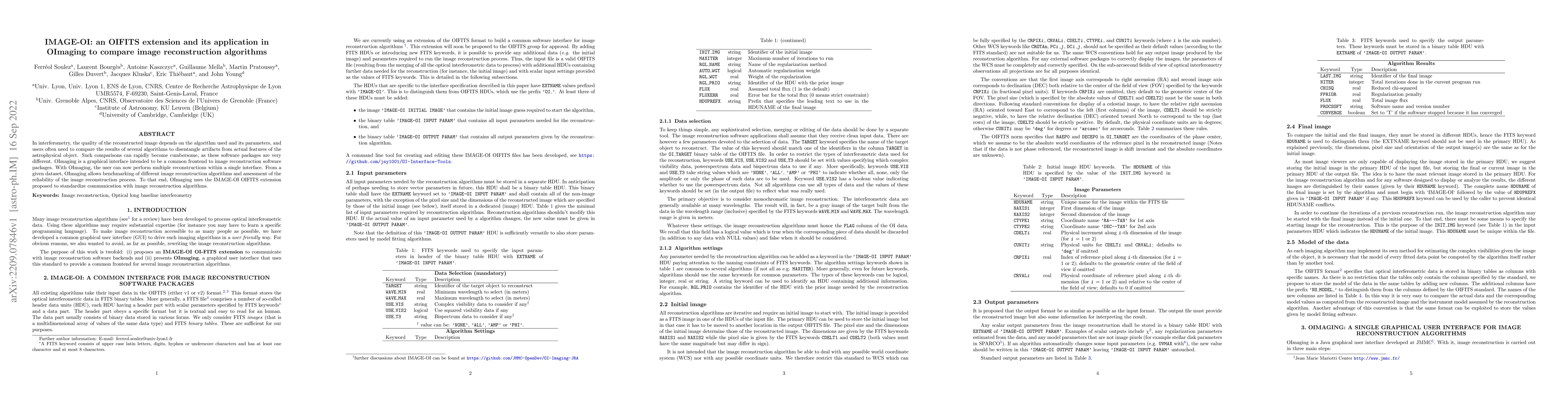 Thumbnail for IMAGE-OI: an OIFITS extension and its application in OImaging to compare
  image reconstruction algorithms