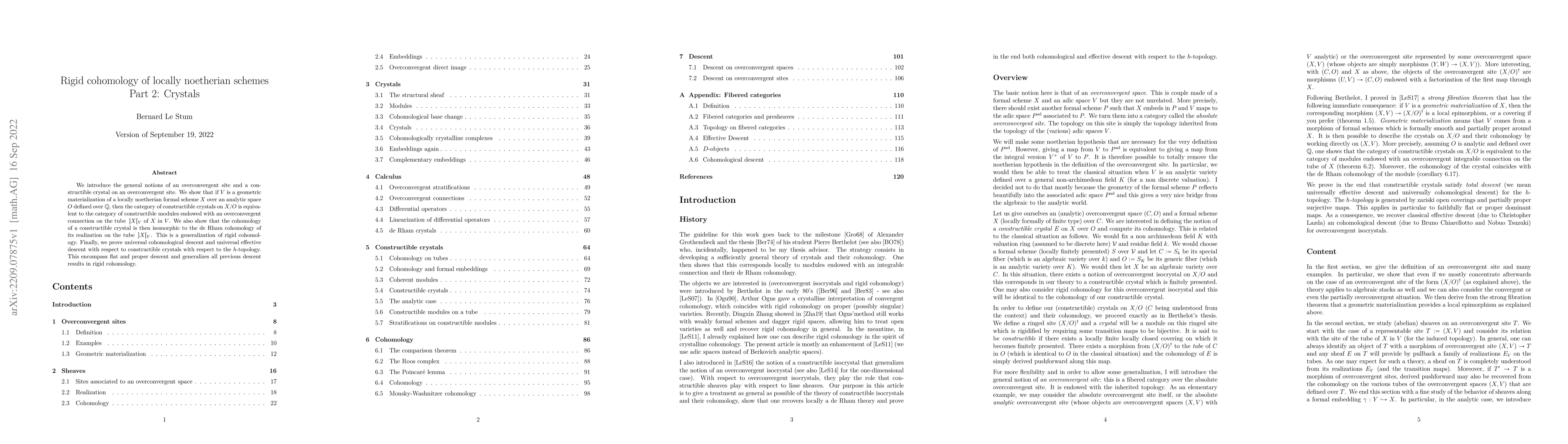 Thumbnail for Rigid cohomology of locally noetherian schemes Part 2 : Crystals