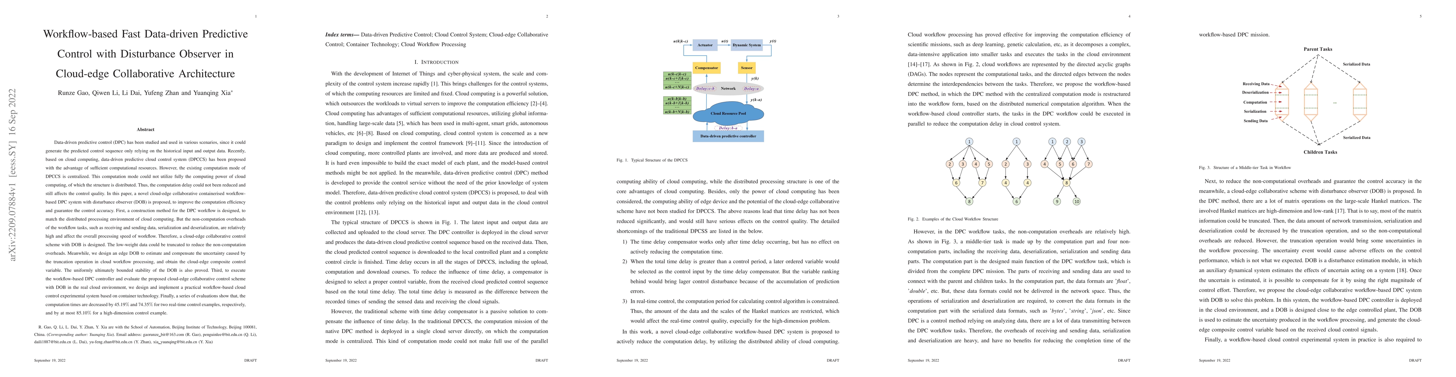 Thumbnail for Workflow-based Fast Data-driven Predictive Control with Disturbance
  Observer in Cloud-edge Collaborative Architecture