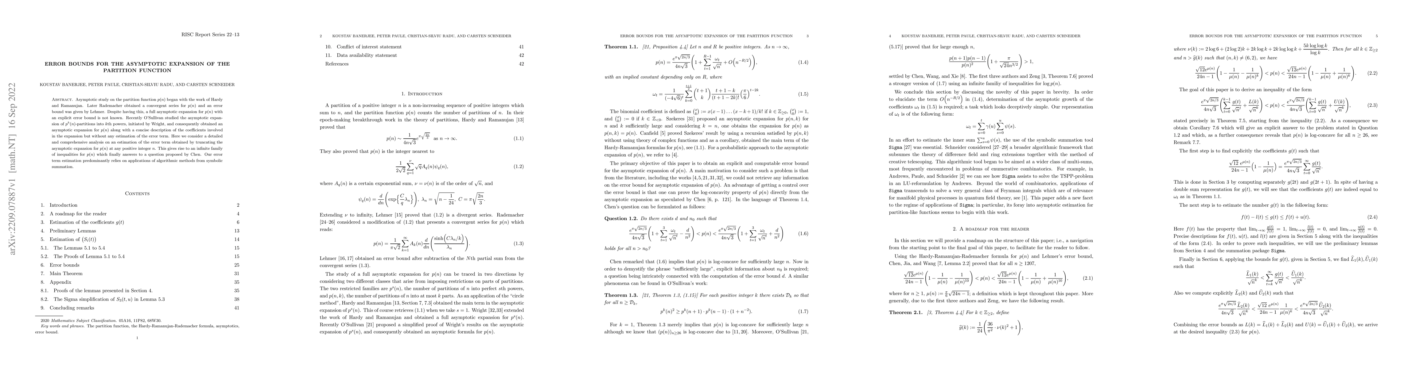 Thumbnail for Error bounds for the asymptotic expansion of the partition function