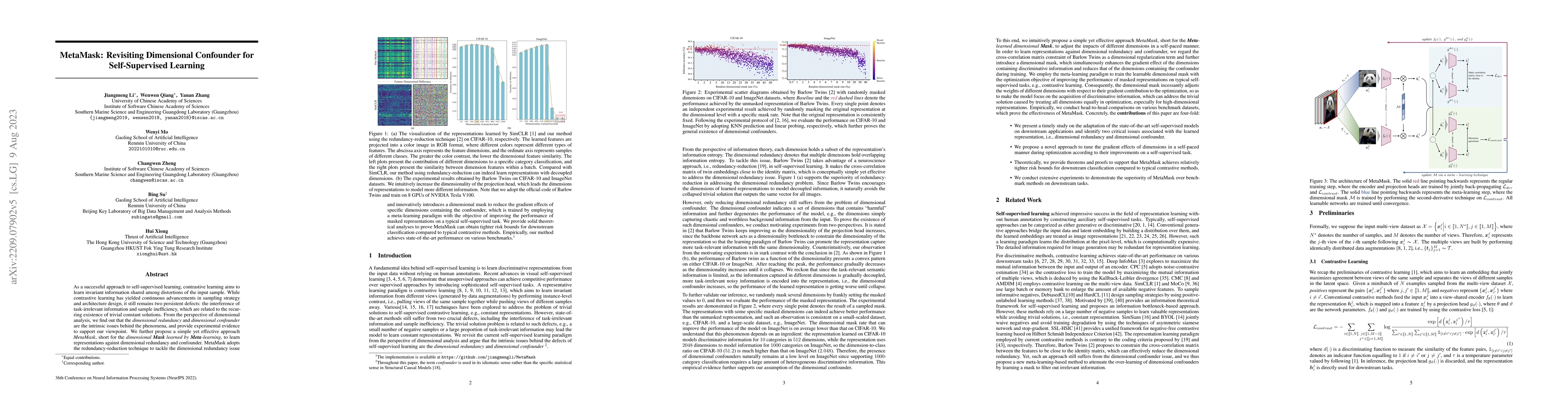 Thumbnail for MetaMask: Revisiting Dimensional Confounder for Self-Supervised Learning