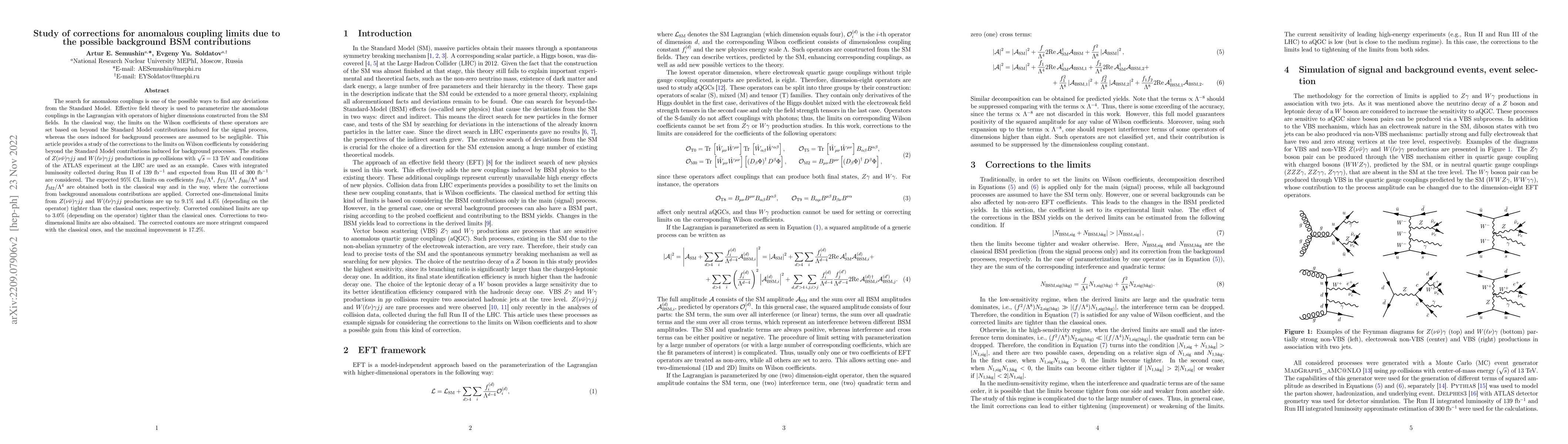Thumbnail for Study of corrections for anomalous coupling limits due to the possible
  background BSM contributions