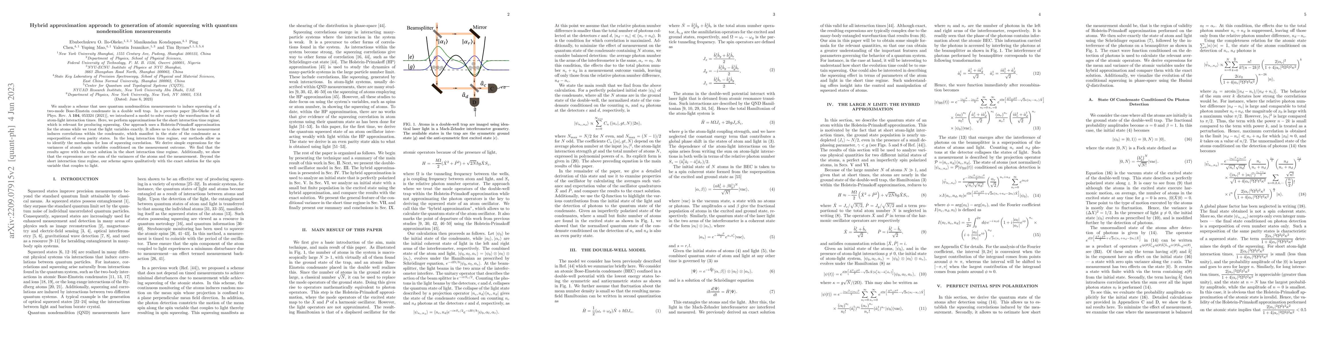 Thumbnail for Hybrid approximation approach to generation of atomic squeezing with
  quantum nondemolition measurements