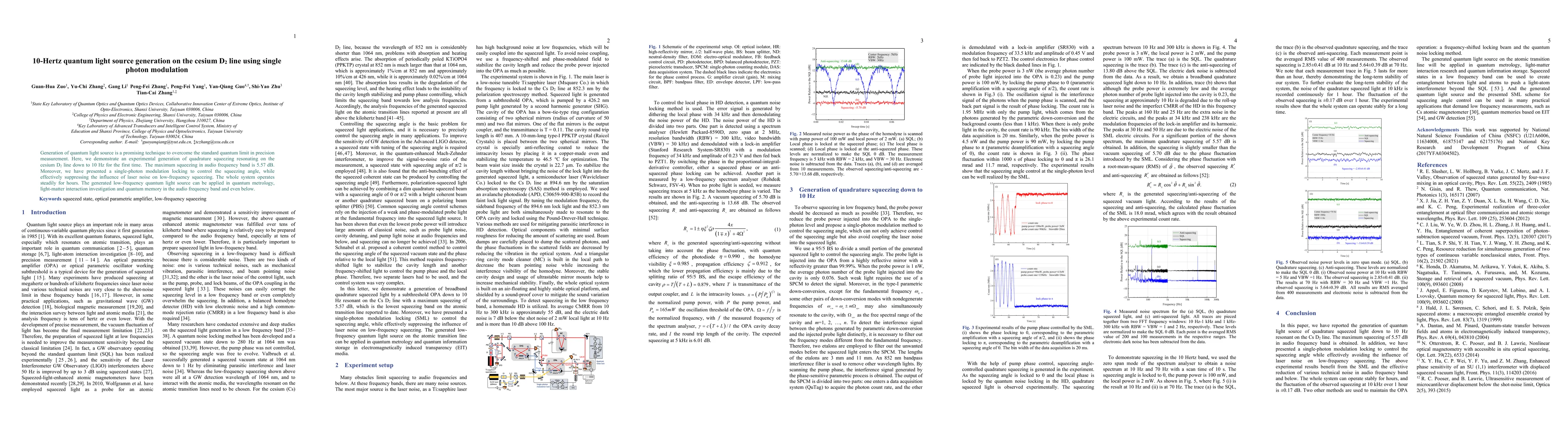 Thumbnail for 10-Hertz quantum light source generation on the cesium D2 line using
  single photon modulation