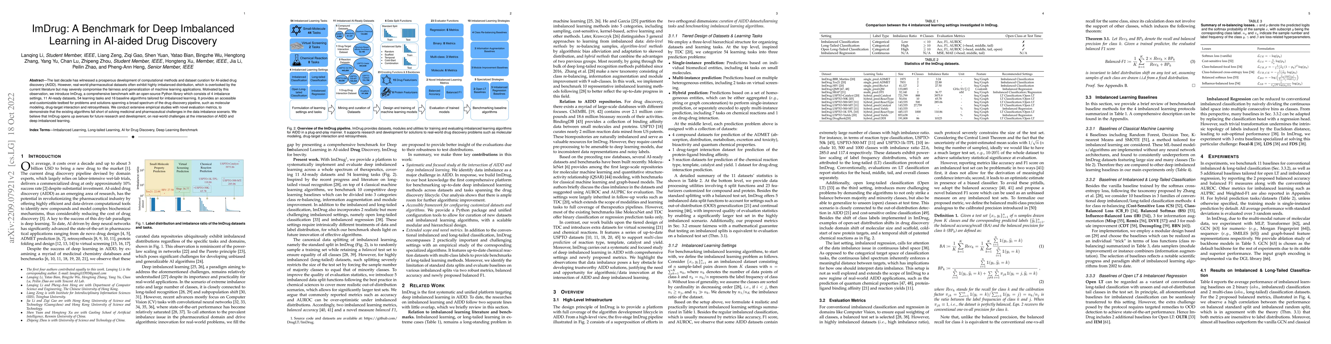 Thumbnail for ImDrug: A Benchmark for Deep Imbalanced Learning in AI-aided Drug
  Discovery
