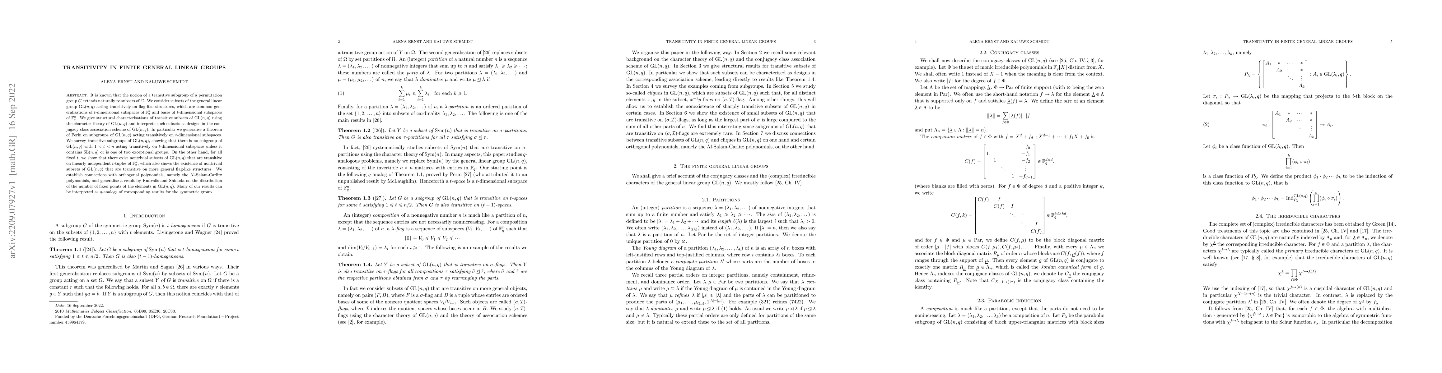 Thumbnail for Transitivity in finite general linear groups