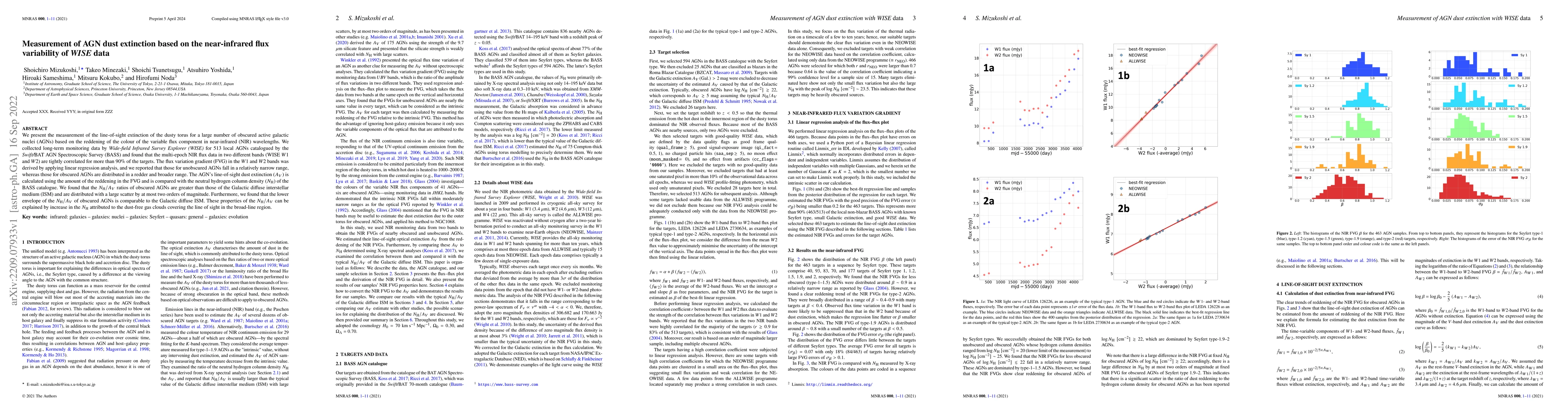 Thumbnail for Measurement of AGN dust extinction based on the near-infrared flux
  variability of WISE data