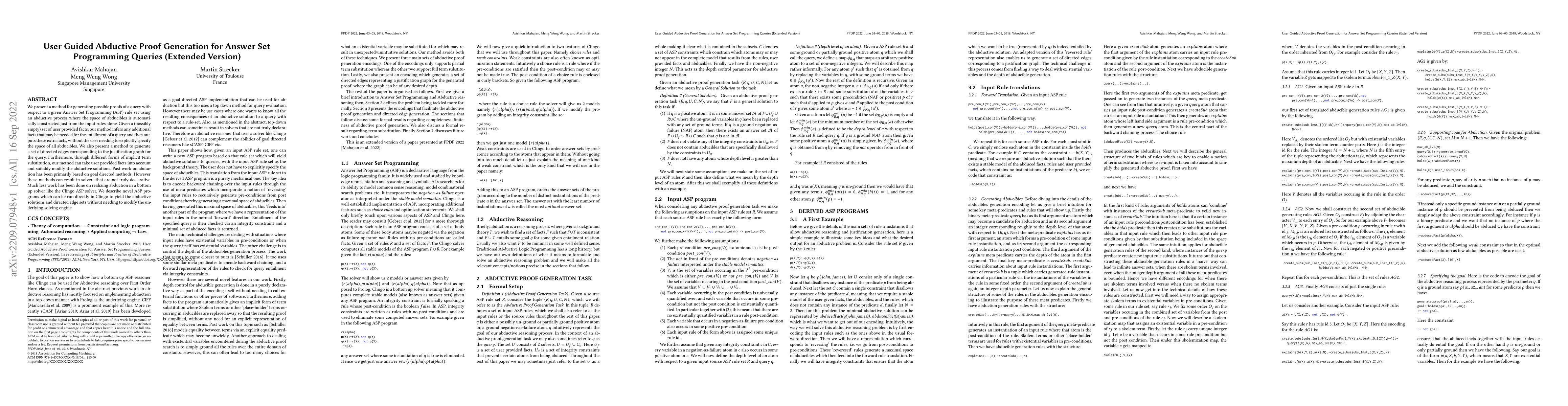 Thumbnail for User Guided Abductive Proof Generation for Answer Set Programming
  Queries (Extended Version)
