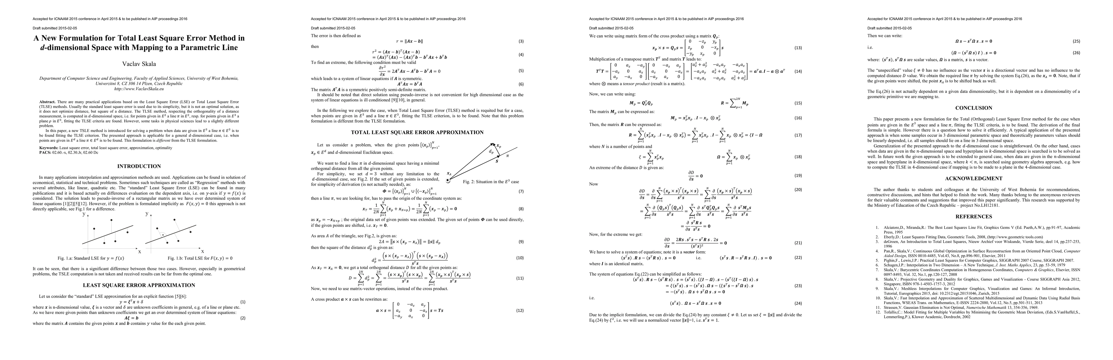 Thumbnail for A New Formulation for Total Least Square Error Method in d-dimensional
  Space with Mapping to a Parametric Line