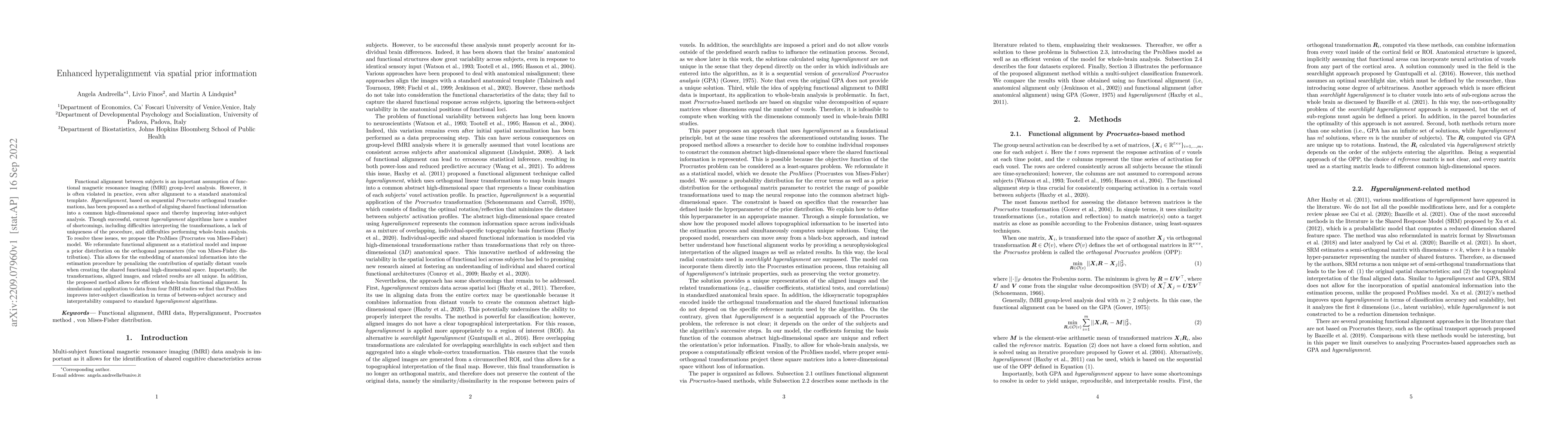 Thumbnail for Enhanced hyperalignment via spatial prior information