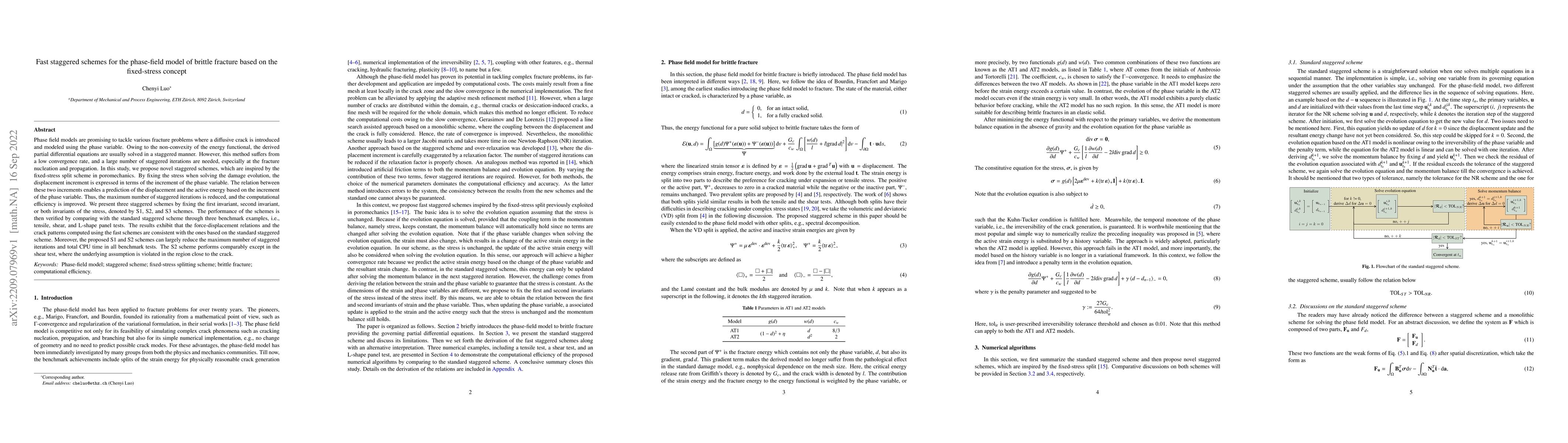 Thumbnail for Fast staggered schemes for the phase-field model of brittle fracture
  based on the fixed-stress concept