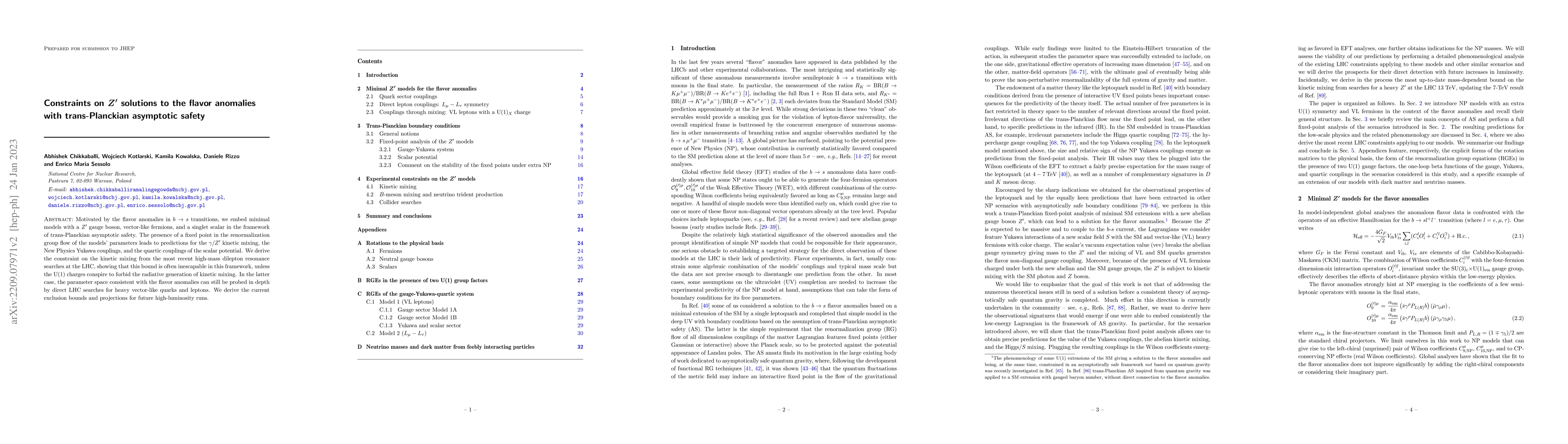 Thumbnail for Constraints on $Z'$ solutions to the flavor anomalies with
  trans-Planckian asymptotic safety