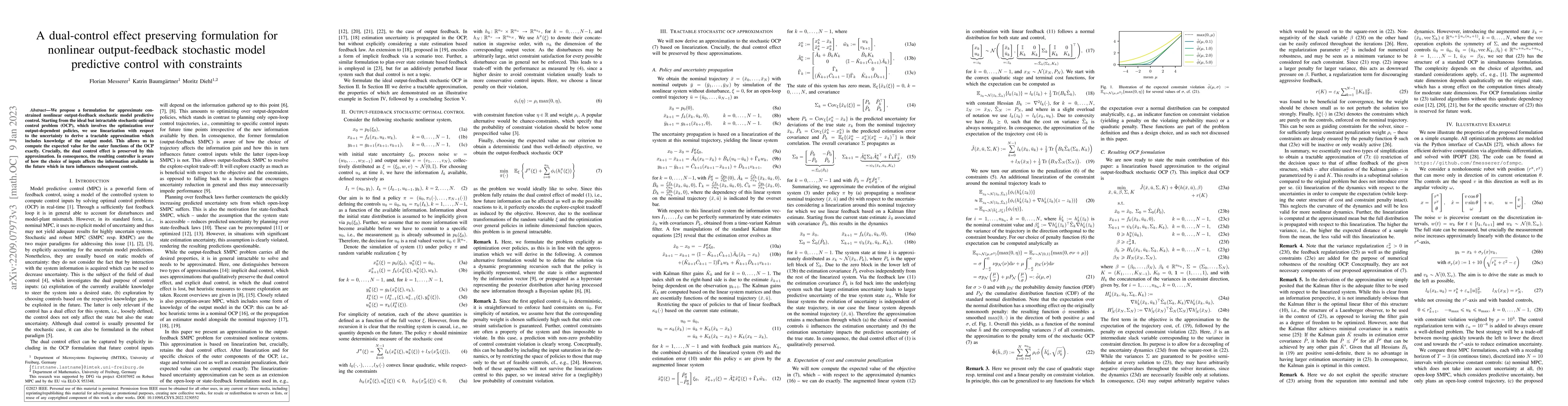 Thumbnail for A dual-control effect preserving formulation for nonlinear
  output-feedback stochastic model predictive control with constraints