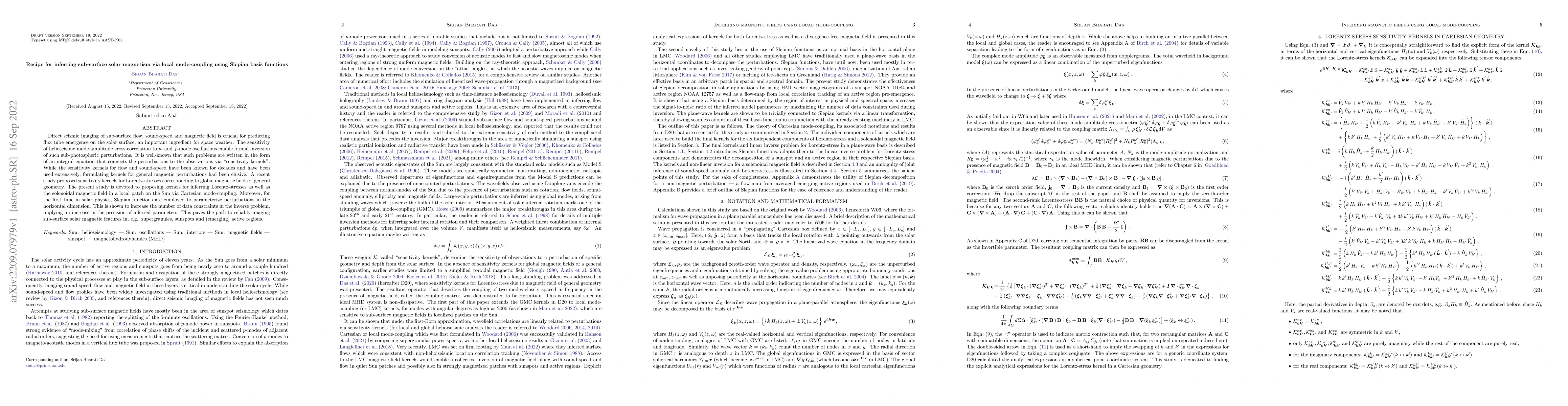 Thumbnail for Recipe for inferring sub-surface solar magnetism via local mode-coupling
  using Slepian basis functions