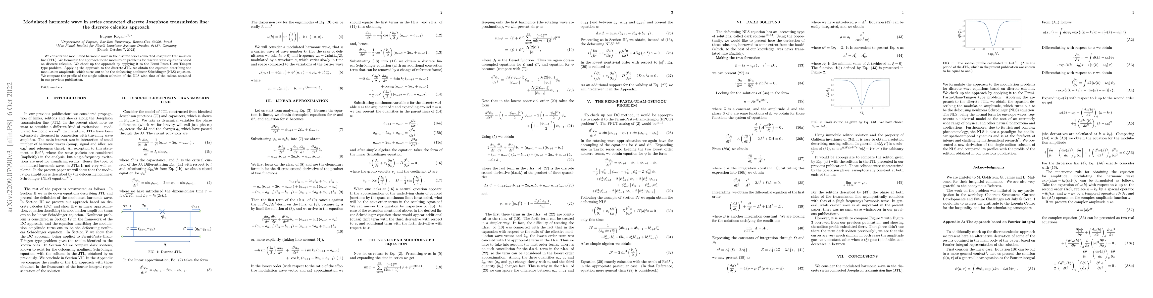 Thumbnail for Modulated harmonic wave in series connected discrete Josephson
  transmission line: the discrete calculus approach