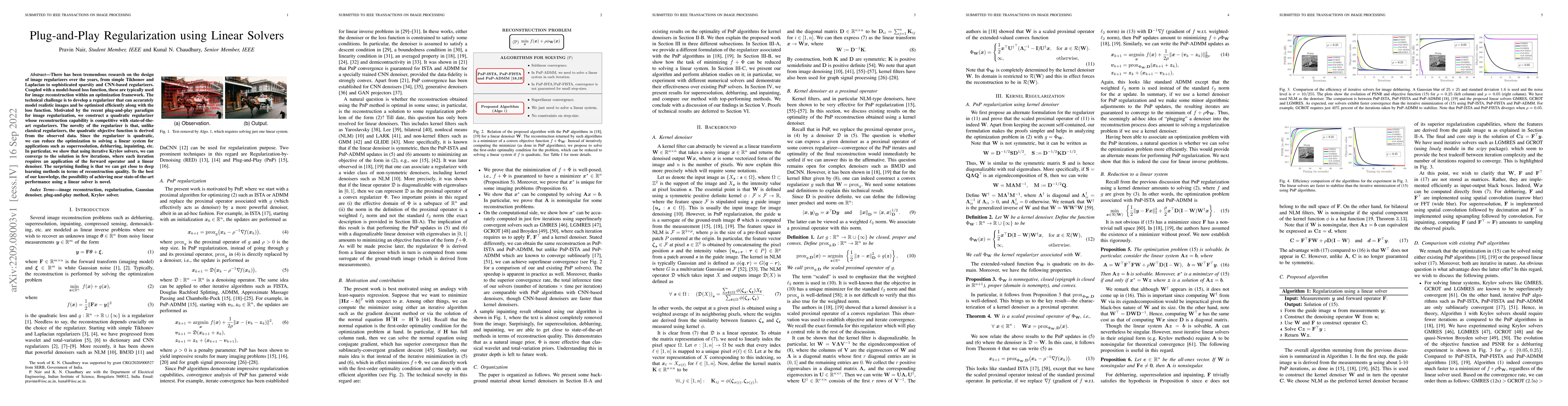 Thumbnail for Plug-and-Play Regularization using Linear Solvers