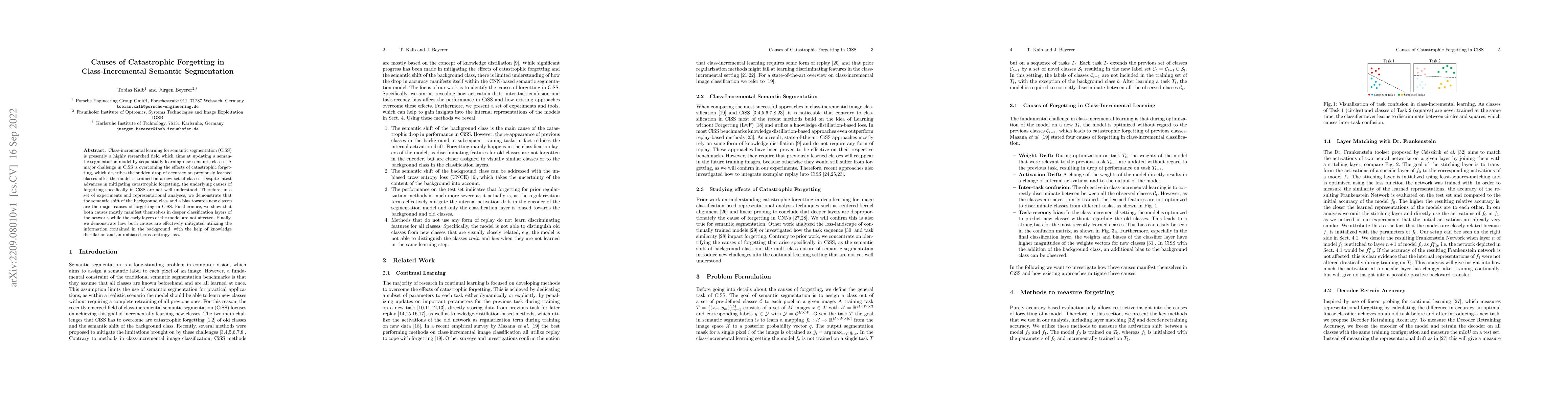 Thumbnail for Causes of Catastrophic Forgetting in Class-Incremental Semantic
  Segmentation