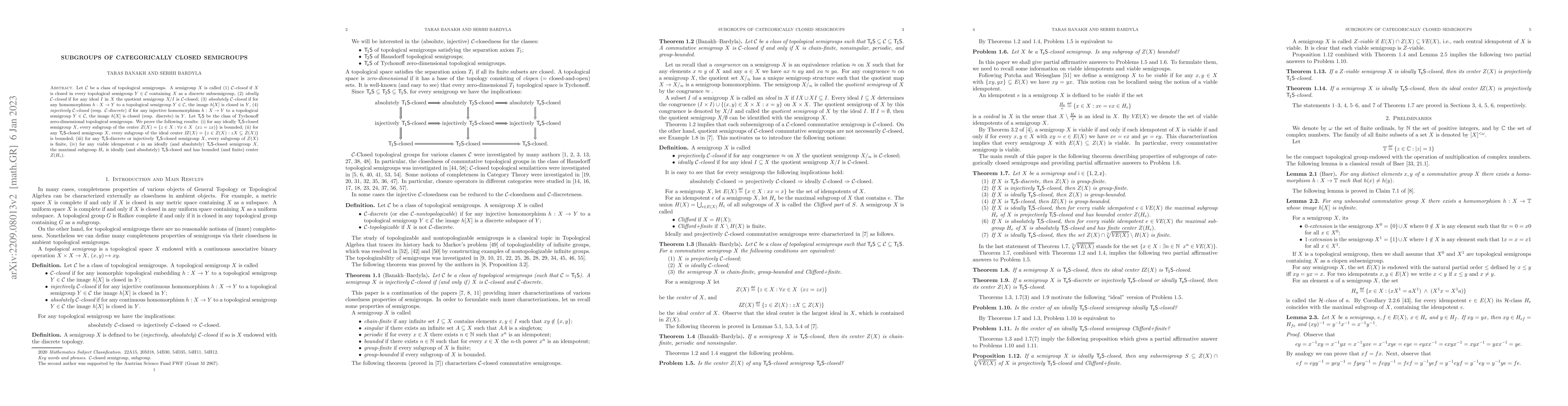 Thumbnail for Subgroups of categorically closed semigroups