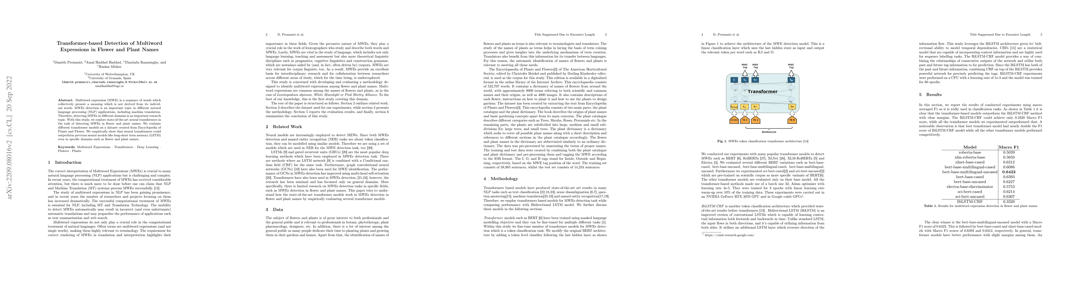 Thumbnail for Transformer-based Detection of Multiword Expressions in Flower and Plant
  Names