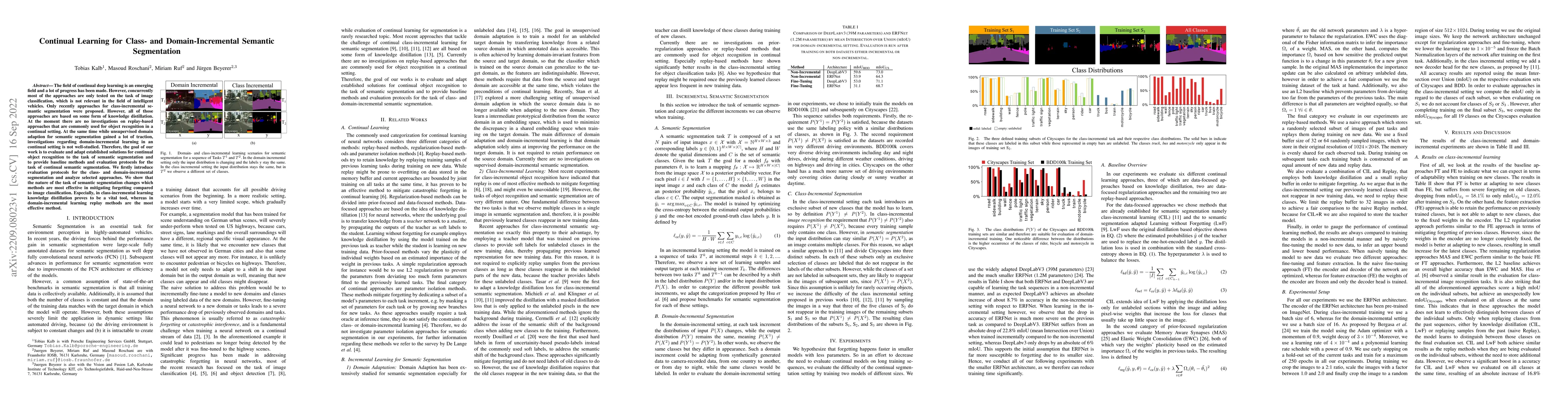 Thumbnail for Continual Learning for Class- and Domain-Incremental Semantic
  Segmentation