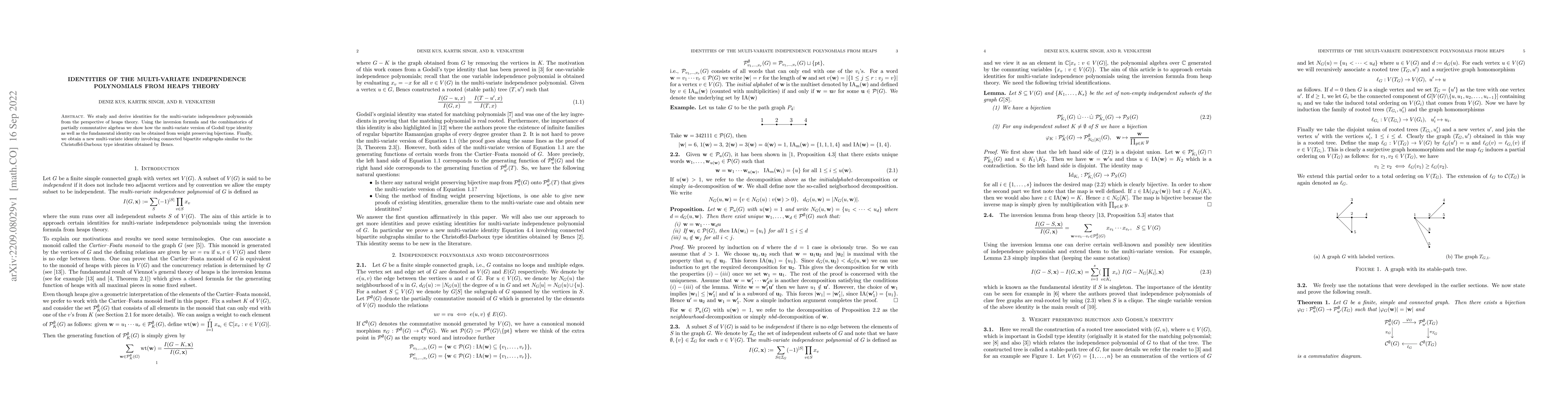 Thumbnail for Identities of the multi-variate independence polynomials from heaps
  theory