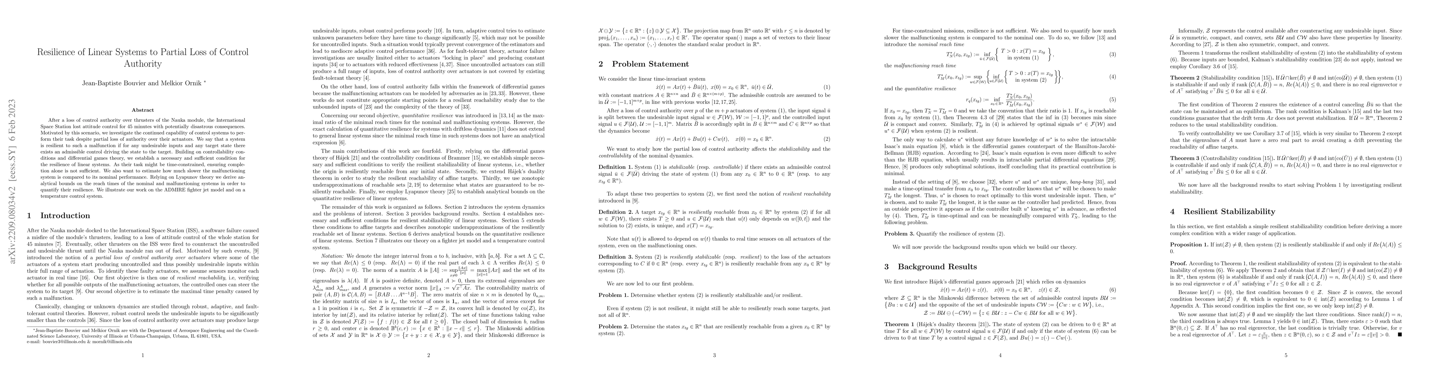 Thumbnail for Resilience of Linear Systems to Partial Loss of Control Authority