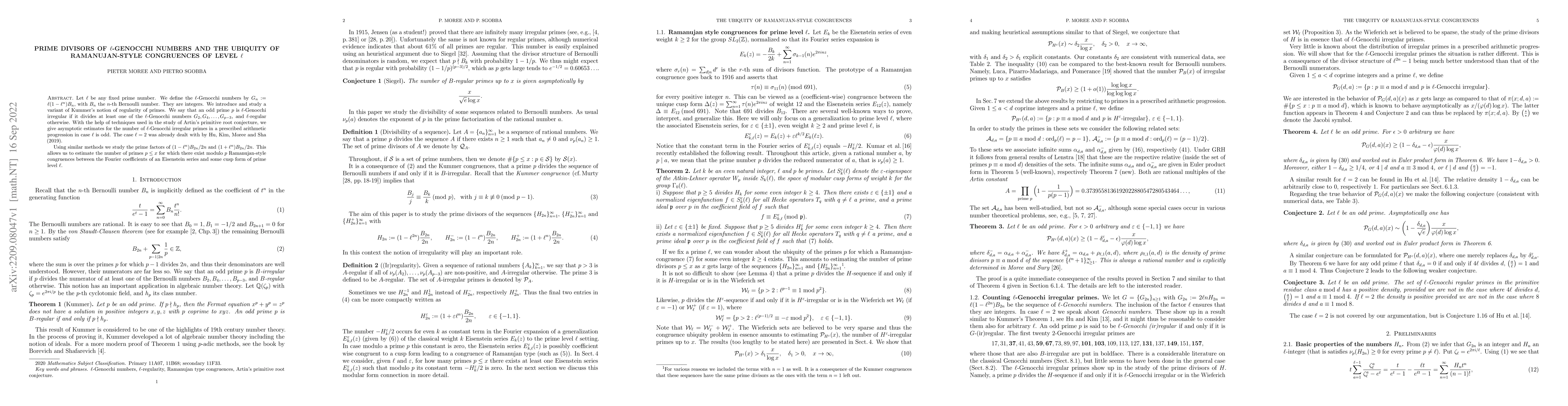 Thumbnail for Prime divisors of $\ell$-Genocchi numbers and the ubiquity of
  Ramanujan-style congruences of level $\ell$