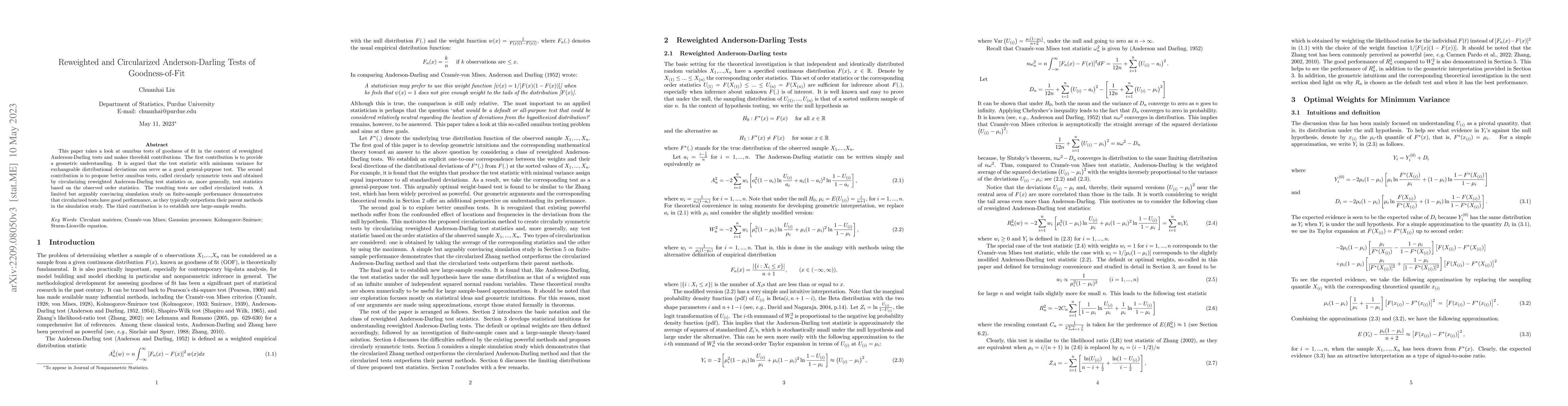 Thumbnail for Reweighted and Circularized Anderson-Darling Tests of Goodness-of-Fit