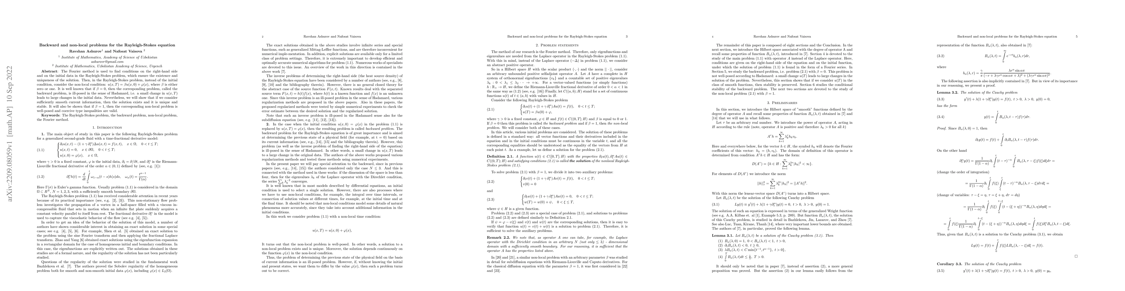 Thumbnail for Backward and non-local problems for the Rayleigh-Stokes equation