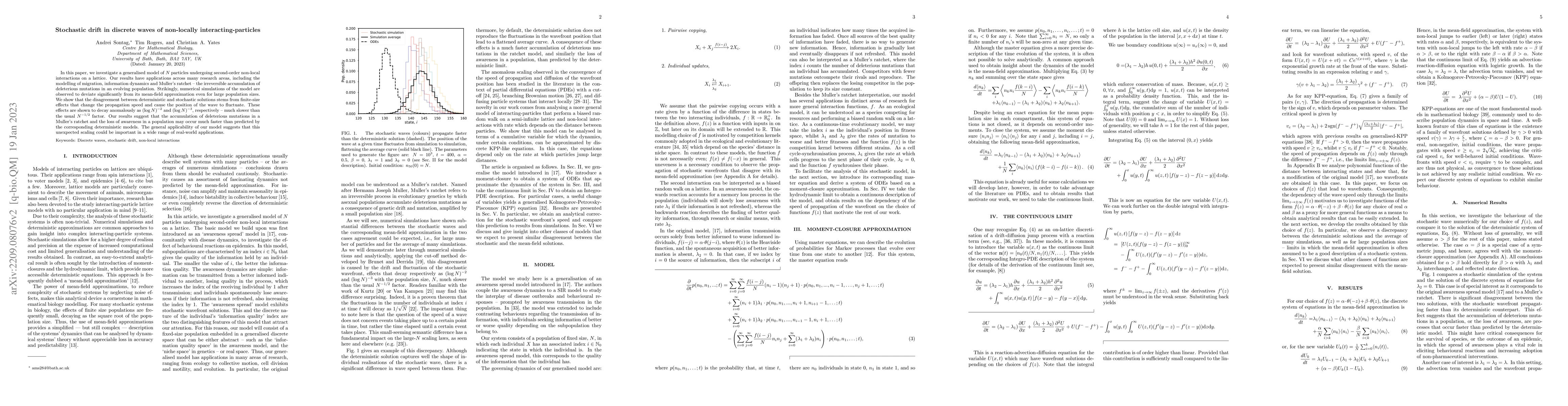 Thumbnail for Stochastic drift in discrete waves of non-locally interacting-particles