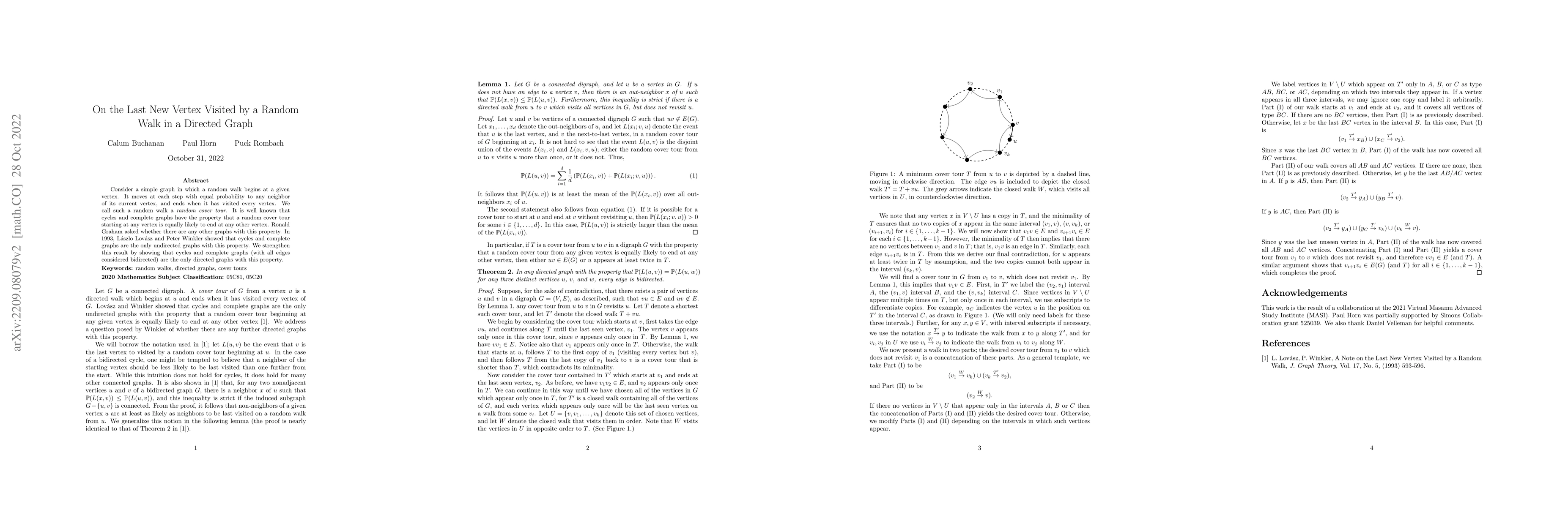 Thumbnail for On the Last New Vertex Visited by a Random Walk in a Directed Graph