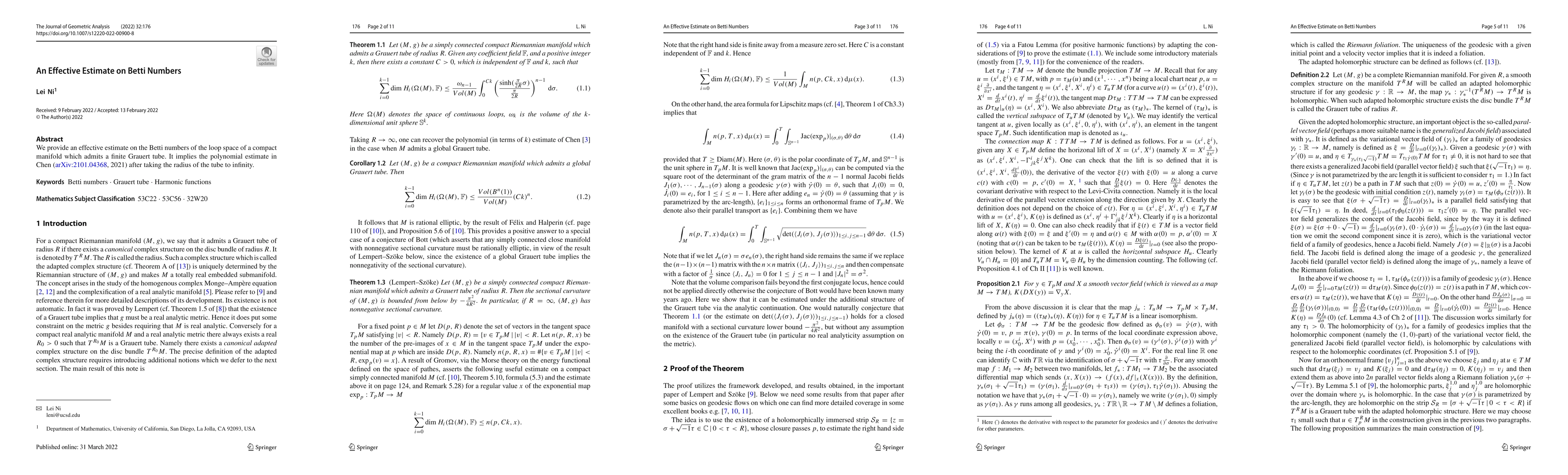 Thumbnail for An effective estimate on Betti numbers