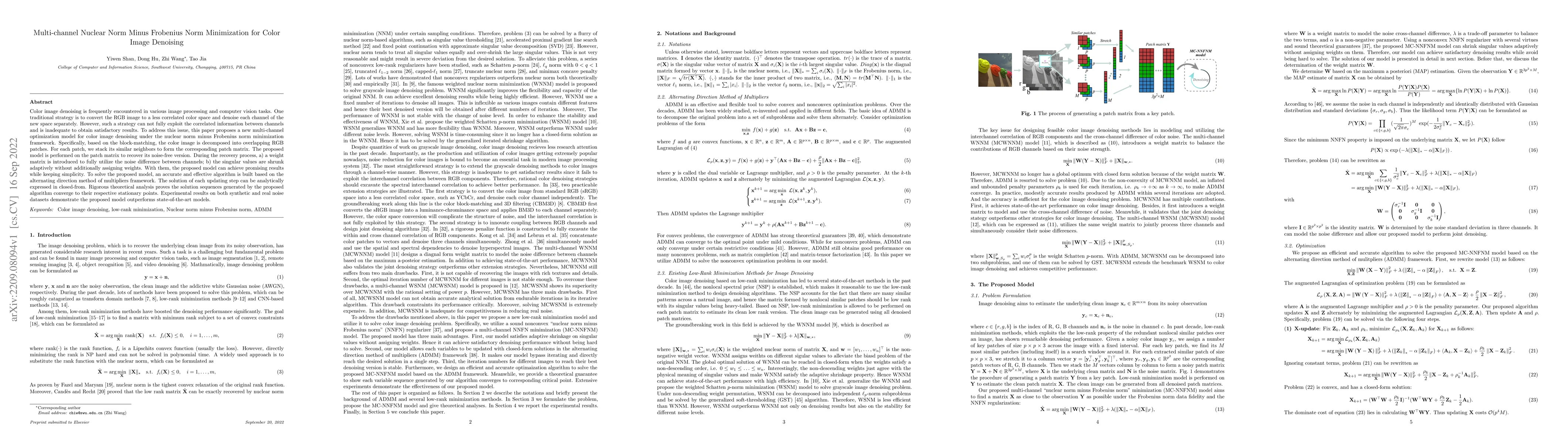 Thumbnail for Multi-channel Nuclear Norm Minus Frobenius Norm Minimization for Color
  Image Denoising