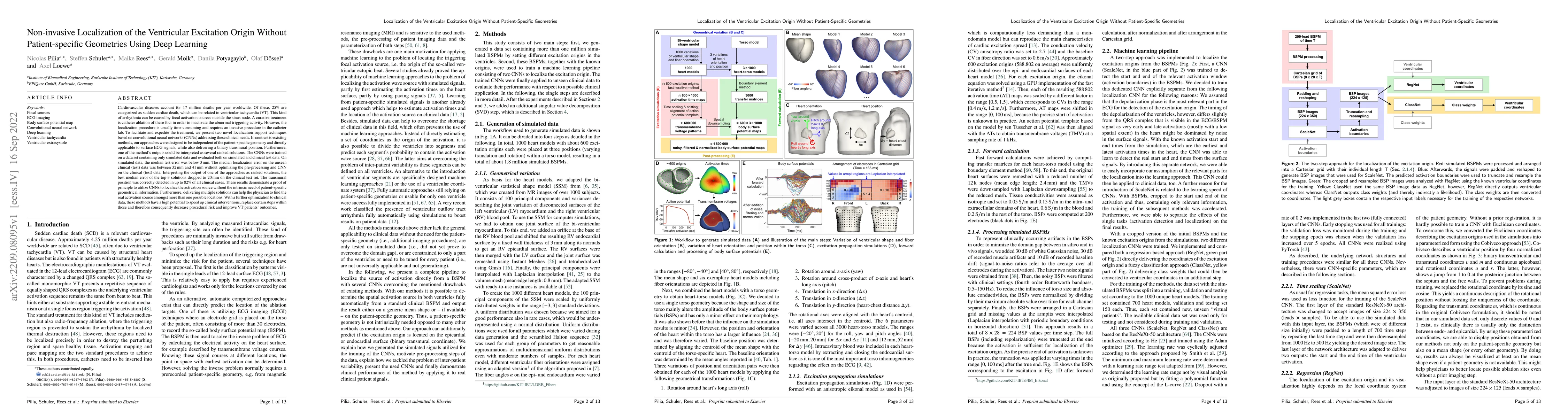 Thumbnail for Non-invasive Localization of the Ventricular Excitation Origin Without
  Patient-specific Geometries Using Deep Learning