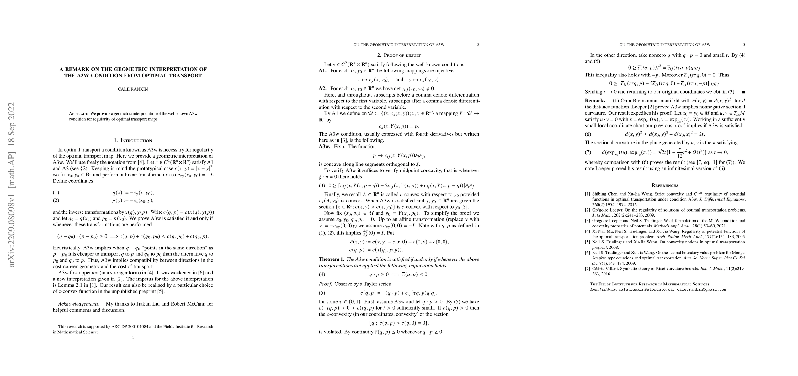 Thumbnail for A remark on the geometric interpretation of the A3w condition from
  optimal transport