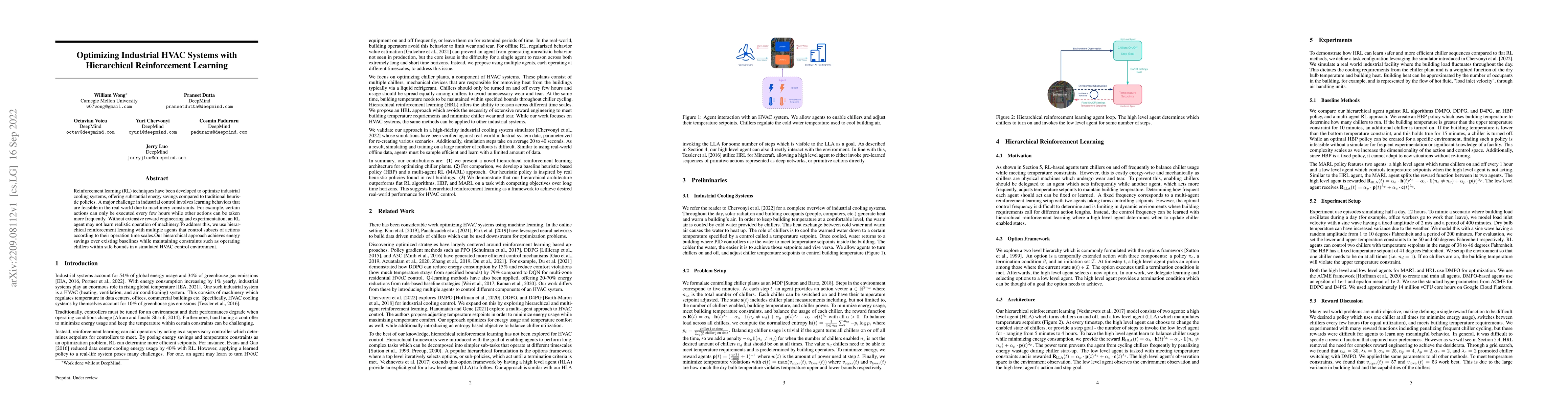 Thumbnail for Optimizing Industrial HVAC Systems with Hierarchical Reinforcement
  Learning