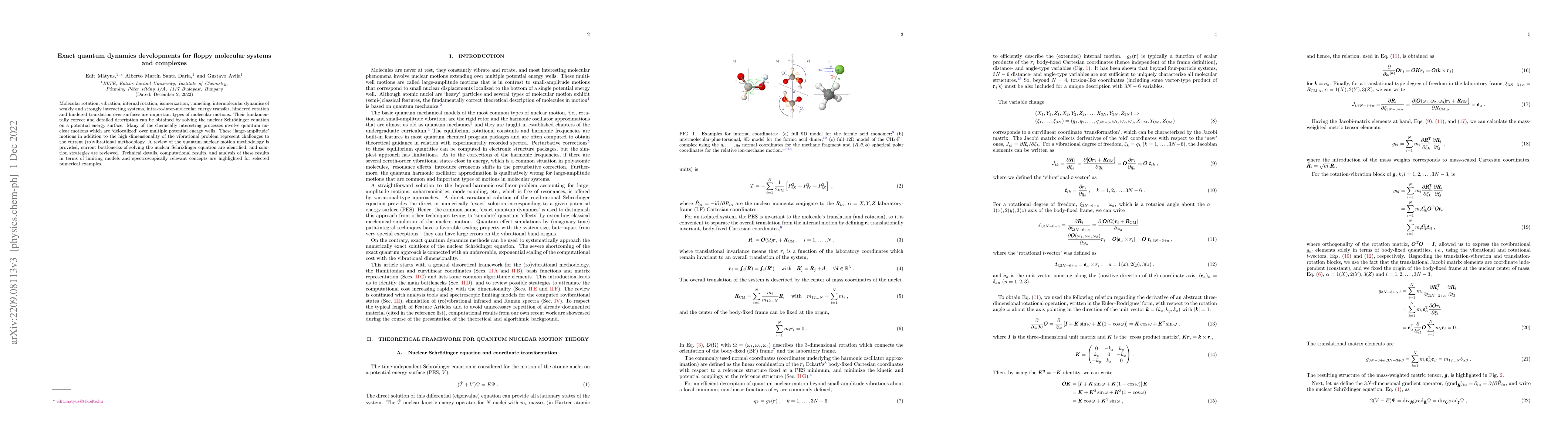 Thumbnail for Exact quantum dynamics developments for floppy molecular systems and
  complexes